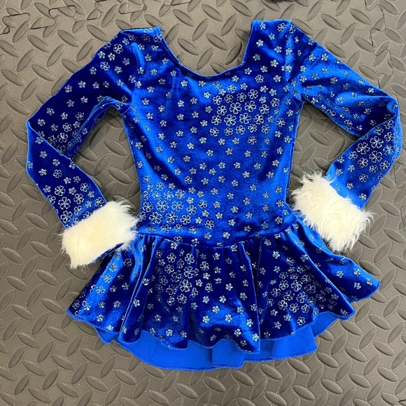 Mondor CXS 4-6 Born to Skate Figure Skating Glitter Dress Blue Flower (02723) - Picture 1 of 3